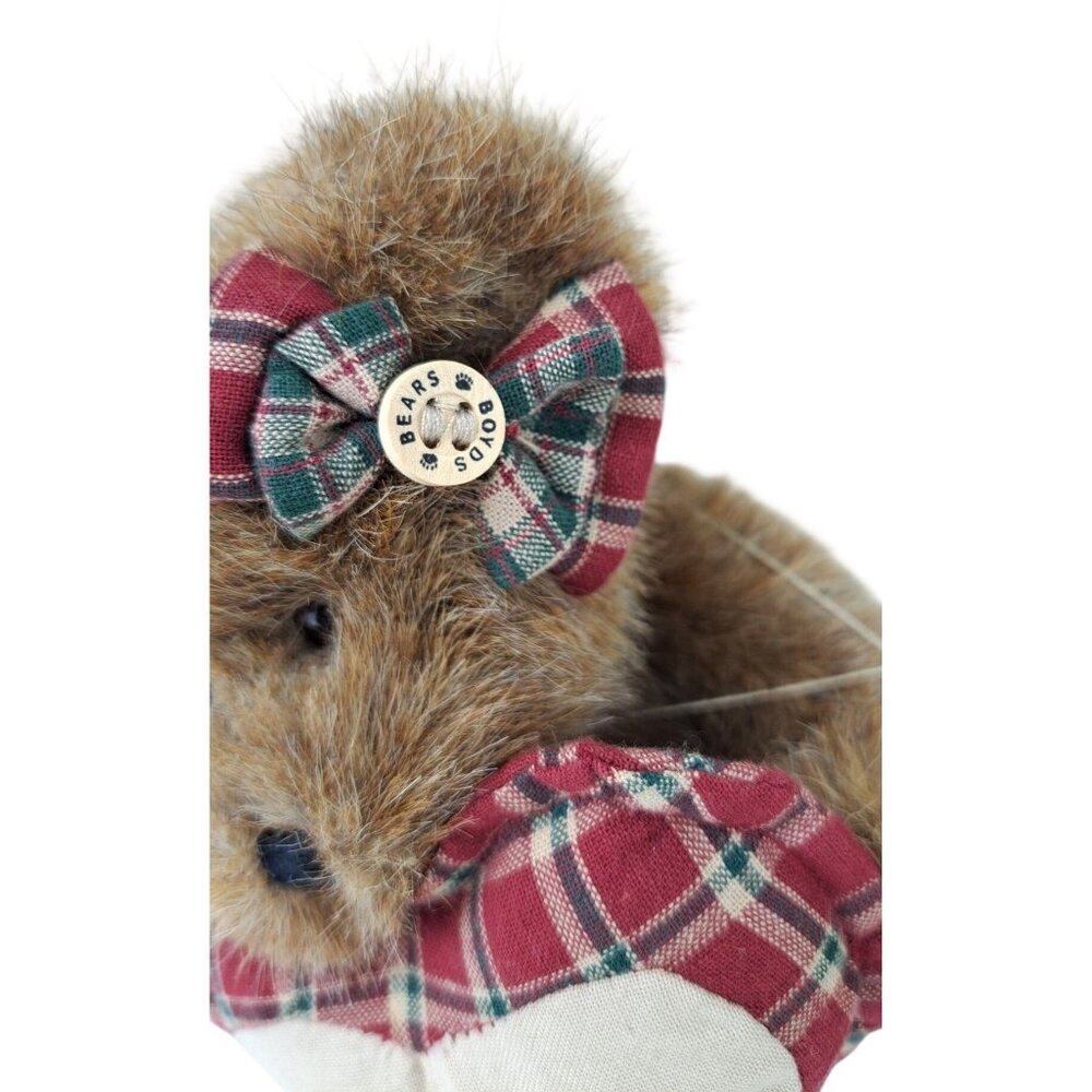 Vintage Boyds Bears Love You Grandma Teddy Plush 8" Plaid Heart Bow Pillow Gift - Picture 8 of 12